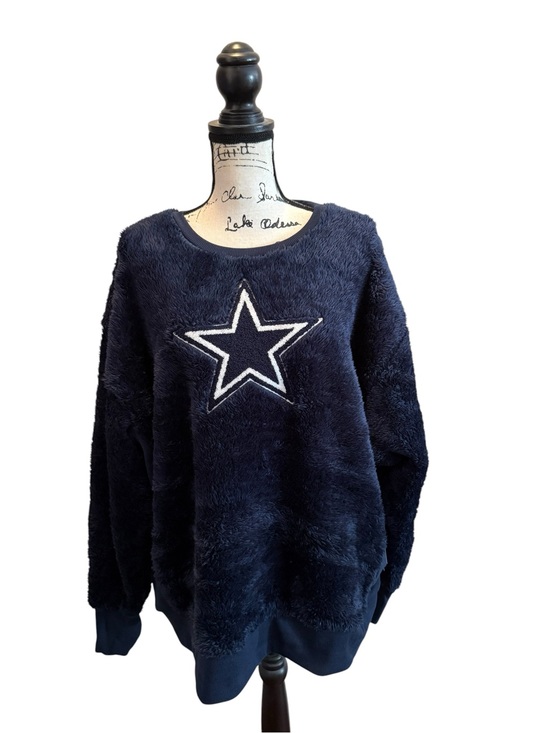 Touch by Alyssa Milano Tops - Touch by Alyssa Milano NFL Sweatshirt Sherpa Fleece Blue Size 3X Dallas Cowboys